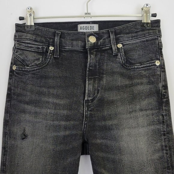 AgoldE Sophie High Rise Skinny Distressed Jean in Silence, Dark Grey - Picture 4 of 13